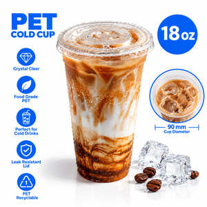แก้วพลาสติกใส PET ขนาด 90 มม. 18 ออนซ์ สำหรับใส่ชา นม กาแฟเย็น แบบใช้แล้วทิ้ง พร้อมฝาปิด พิมพ์โลโก้ได้ตามต้องการ รุ่น XF-90-18oz - Product Image 1