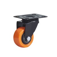 Roulettes en polyuréthane PVC orange petites et économiques, style plat fixe avec roulettes pivotantes filetées