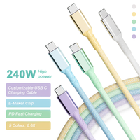 Câble de charge rapide USB-C vers Type-C tressé en nylon OEM 1m 2m 240W 5A PD 3.1 pour iPhone 15/16/17/18 Pro Max et imprimante
