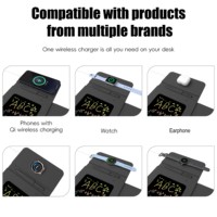 Cargador inalámbrico 3 en 1 Factory Anfuyou premium de 15W, plegable, de PU, para bloc de notas electrónico, teléfono, reloj, auriculares y alfombrilla de ratón.