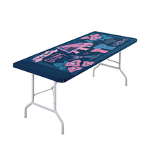 Nappe de table demi-circulaire élastique imprimée rose marine pour événements, nappe de table d'hôtel à imprimé fantaisie, couvre-table de pique-nique