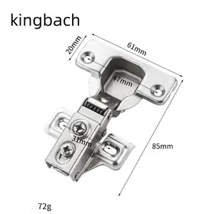 Kingbach-Bisagra de brazo corto europea, de hierro, de 76g, 35mm, de media superposición, EBCO