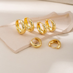 Pendientes de Aro de Aleación de Zinc Chapados en Oro, Forma Ovalada, Joyería para Fiestas, Pendientes de Moda para Mujer EKA-121 EKA-122 EKA-123 - Product Image 1