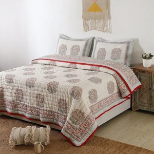 Couette Jaipuri en coton biologique de haute qualité, imprimé ethnique, fait main, pour la décoration intérieure - Product Image 2