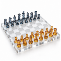 Jeu d'échecs en acrylique transparent, plateau et pièces en Lucite, résistant aux UV, taille personnalisable, ornement décoratif et jouable pour la maison, vente en gros