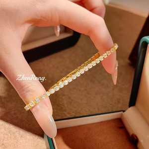 Pulsera de Plata de Ley 925 para Mujer, Brazalete de Lujo con Circonita Cúbica, Listo para Enviar, Precio de Fábrica al por Mayor, Joyería Fina - Product Image 1