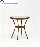 Ensemble table et chaises de salle à manger en rotin tressé, style ferme moderne, confortable et portable, avec plateau en verre, pour hôtel et jardin