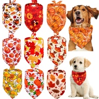 Bandana Anjing Kucing Motif Thanksgiving Labu Daun Maple Kalkun, Bahan Polyester Ramah Lingkungan, Segitiga, Dapat Disesuaikan, untuk Hewan Peliharaan