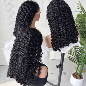 Burmese Curly Lace <b>Wig</b> Human Hair Natural Black Soft Spiral Curls Full Density Pre Plucked Hairline <b>Wig</b> - Product Image 1
