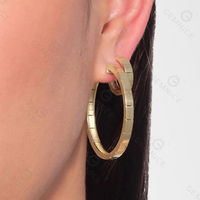 Pendientes de círculo de aro de Latón chapado en oro de joyería gruesa minimalista Gemnel