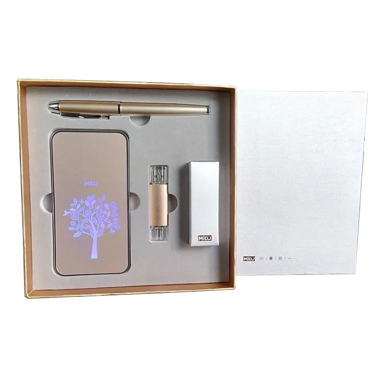 Clé usb personnalisée avec logo illuminé par LED, support de mémoire flash pour batterie d'alimentation, ensemble cadeau d'entreprise, nouveau cadeau de luxe, 2021