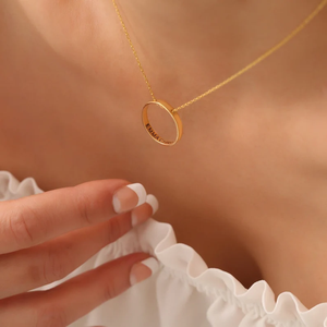 Collar de Acero Inoxidable con Colgante de Anillo de Mensaje <span class=keywords><strong>Secreto</strong></span> Personalizado, Minimalista, con Círculo Interior - Product Image 2