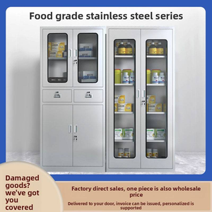 Stainless Steel Office <b>Storage</b> <b>File</b> Cabinet 2 Glass and 2 Iron Door Metal Filing Cabinet - Product Image 4