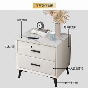 ベッドサイドテーブル 全無垢材 ホームロッカー シンプルモダン 2引き出し ガラストップ 収納キャビネット - Product Image 4