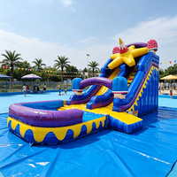 Robuste Eiscreme-Themen-Wasserrutsche mit Sicherheits-Spritzbecken und Interaktivem Spielbereich für Partyvermietungsgeschäfte