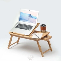 Table d'ordinateur portable en bambou pliable portable avec tiroir plateau de service de bureau d'ordinateur pour lit ou canapé Table de petit déjeuner