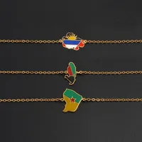 Bracelets Carte des îles Françaises (Guyane, Martinique, Antigua, Guadeloupe, Réunion) pour femmes - Bijoux en acier inoxydable # 539362