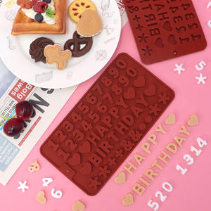 Molde de Silicona para <span class=keywords><strong>Chocolate</strong></span> con Letras en Inglés de Feliz Cumpleaños, Juego de Utensilios para Hornear Caseros Ecológicos - Product Image 3