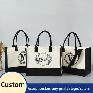 Hot Sale Large Capacity Canvas Tote <b>Bag</b> Reusable Canvas Shopping <b>Bag</b> Personalized Initial Canvas Beach <b>Bag</b> for Travel <b>Work</b> Daily - Product Image 3