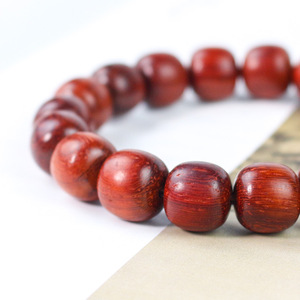 <b>Red</b> Rosewood <b>Bracelet</b> 11x12mm Barrel Beads Unisex Jewelry Everyday Wear - Product Image 2
