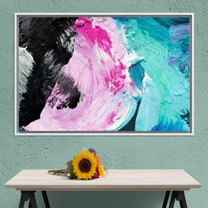 Vibrant Abstract Brushstroke Canvas Print: Modern Wall Decor,WHITE <b>FRAMED</b> CANVAS - Product Image 2