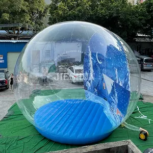 ที่กำหนดเองสีฟ้าคริสมาสต์พองลูกโลกหิมะภาพบูธอุโมงค์ยักษ์พองลูกบอลหิมะสำหรับการโฆษณา