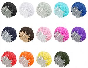 Gorro de satén impermeable para el cabello rizado, gorros para mujer, gorro de ducha grande de doble capa - Product Image 3