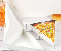 Boîte à pizza triangulaire personnalisée en kraft blanc, matériau de qualité alimentaire, jetable, résistante à l'huile, impression offset, emballage pour tranches, à emporter