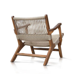Chaise longue en bois de teck de style contemporain, avec un tressage en paracorde durable – idéale pour une relaxation élégante et confortable - Product Image 3