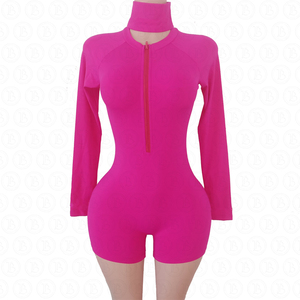 <span class=keywords><strong>Tuta</strong></span> Estiva da <span class=keywords><strong>Donna</strong></span> con Zip, Logo Personalizzato, Body Sportivo Corto, <span class=keywords><strong>Tuta</strong></span> Aderente da <span class=keywords><strong>Donna</strong></span>, <span class=keywords><strong>Jumpsuit</strong></span> Intero - Product Image 2