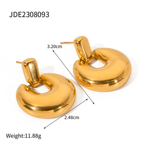 G3159 Venta al por mayor Aretas 18K Chapado en oro Acero inoxidable Chunky U forma Dangle Geometric Stud Pendientes Joyería de moda Pendientes - Product Image 5