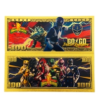 2026 Penjualan Terlaris 5 Model Uang Kertas Anime Power Rangers Amerika Berlapis Emas untuk Hadiah