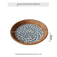 Assiette à fruits en céramique tressée en rotin, style nordique de luxe multifonction, pour cuisine et salle de bain, rangement pour fruits secs, gâteaux et collations