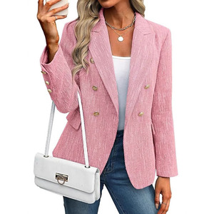 Blazer Elegante <span class=keywords><strong>para</strong></span> <span class=keywords><strong>Mujer</strong></span>, Corte Entallado, Tejido de Poliéster, Cierre Cruzado con Botones, Manga Larga, Estilo Formal <span class=keywords><strong>para</strong></span> <span class=keywords><strong>Oficina</strong></span> - Product Image 2