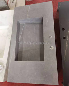 <span class=keywords><strong>อ่าง</strong></span>ล้างหน้าแบบติดผนังทรงสี่เหลี่ยมผืนผ้า รุ่นหรูหรา ปี <span class=keywords><strong>2021</strong></span> ผลิตจากหินเผา พร้อมเคาน์เตอร์ในตัว - Product Image 4