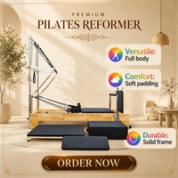 Reformer Pilates Professionnel en Bois de Chêne avec Demi-Tourneuse et Demi-Trapeze, Cadre en Bois de Chêne
