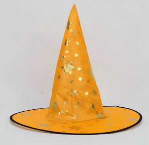 Chapeau de Sorcière d'Halloween avec Étoile d'Or Chapeaux de Fête pour Adultes Accessoires de Costume d'Halloween Costume de Cosplay Décoré de Fête Sorcière - Product Image 5
