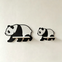 Juego de 2 Estantes Flotantes de Madera con Diseño de Panda, Decoración para Colgar en la Pared, Fácil Instalación para Habitación Infantil
