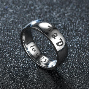 High Polished Silver Plated Stainless Steel I Love You Daughter Son <strong>Mum</strong> Dad <strong>Rings</strong> for Family Couple - Product Image 4