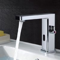 Robinet de lavabo moderne sans contact à infrarouge en laiton et céramique, monotrou, chaud et froid, finition dorée