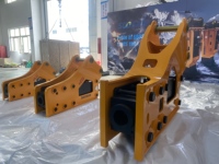 Marteau brise-roche hydraulique latéral robuste SB50 pour excavatrices de 9 à 16 tonnes, diamètre de la pointe de 100 mm, jaune, construction, exploitation minière, 1 an de garantie