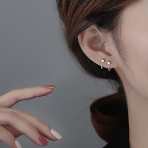 Boucles d'oreilles carrées minimalistes vintage pour adolescents, <span class=keywords><strong>piercing</strong></span> d'<span class=keywords><strong>oreille</strong></span> en cuivre pour femmes, hommes, bijoux unisexes - Product Image 6