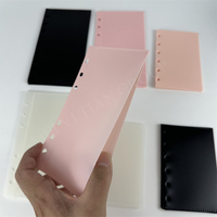 Enveloppes à monnaie A6 A7 roses givrées noires en PP, à chargement latéral, sans fermeture éclair, pour feuilles mobiles, 6 trous, pochettes pour budget de trésorerie
