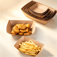 Boîte en papier kraft alimentaire non pliable, type barquette, à ouverture supérieure, pour snacks, barbecue, dîner, frites, nuggets de poulet grillés