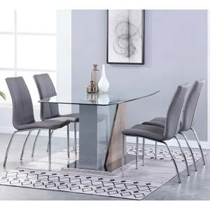Ensemble <span class=keywords><strong>de</strong></span> Table à <span class=keywords><strong>manger</strong></span> avec pieds métalliques, <span class=keywords><strong>4</strong></span> chaises, Design moderne, bon marché, gris foncé, - Product Image 5