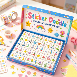 Juego de Mahjong Americano de 160 Fichas Talladas para Niños, Temática Meteorológica, Fichas Numeradas, Juego de <span class=keywords><strong>Dominó</strong></span>, Kit de Inicio para Club - Product Image 6