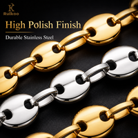 Collier chaîne maille marine unisexe en acier inoxydable doré Ruikoo, idéal pour les fêtes d'enfants, mariages, fiançailles, cadeau inspiré du grain de café