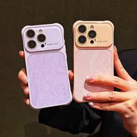 Étui de téléphone en cuir texturé de qualité supérieure pour iPhone 17 Pro Max 16 15 14 avec protection d'objectif en verre à grande fenêtre et coins renforcés antichoc