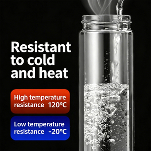 Bouteille d'eau portable en verre borosilicate <span class=keywords><strong>avec</strong></span> infuseur à thé, couvercle à ouverture rapide et <span class=keywords><strong>filtre</strong></span> intégré - Product Image 3