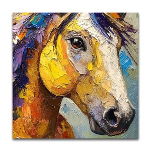 <span class=keywords><strong>Peinture</strong></span> <span class=keywords><strong>à</strong></span> <span class=keywords><strong>l</strong></span>'<span class=keywords><strong>huile</strong></span> abstraite moderne sur toile, portrait d'animal, œuvre d'art personnalisée cheval, décoration texturée pour la maison, vente en gros pour hôtels - Product Image 4